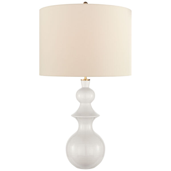 Saxon Large Table Lamp in New White with Cream Linen Shade by kate spade new york, image 1