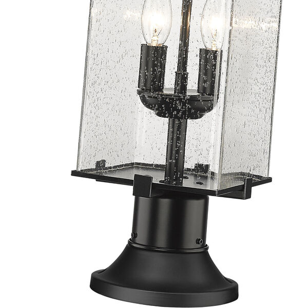 Sana Black Two-Light Outdoor Pier Mounted Fixture with Seedy Shade, image 4
