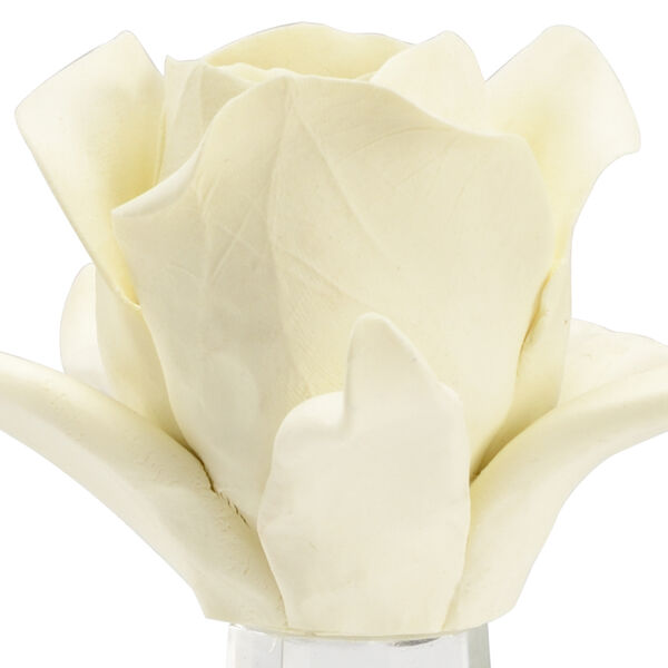 Melea Markell Cream Porcelain Rose on Large Clear Crystal Vase, image 2