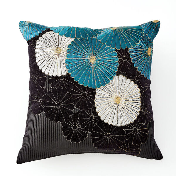 Grey and Blue Parasol Pillow, image 1