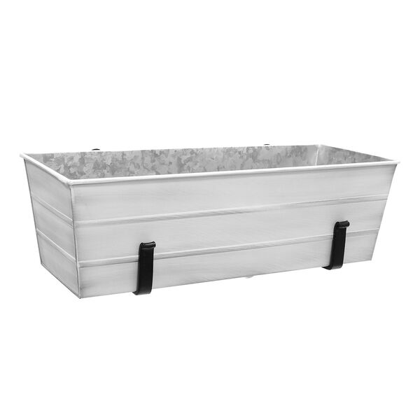 Cape Cod White 24-Inch Flower Box with Clamp-On Bracket, image 1