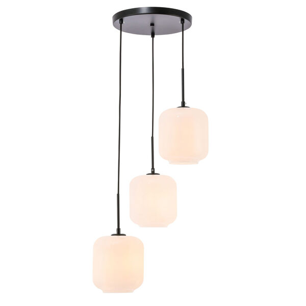 Collier Black 18-Inch Three-Light Pendant with Frosted White Glass, image 4