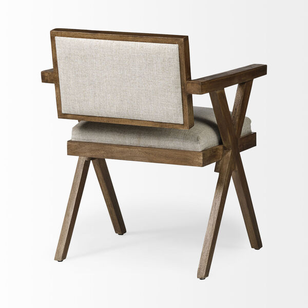 Topanga I Cream and Medium Brown Dining Arm Chair, image 5
