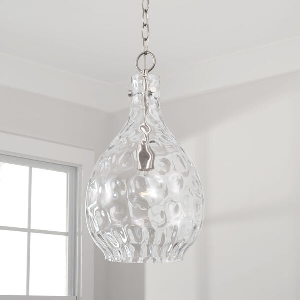Brentwood Brushed Nickel One-Light Pendant with Clear Water Glass, image 3