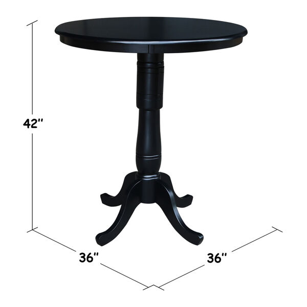 42-Inch Tall, 36-Inch Round Top Black Pedestal Pub Table, image 2