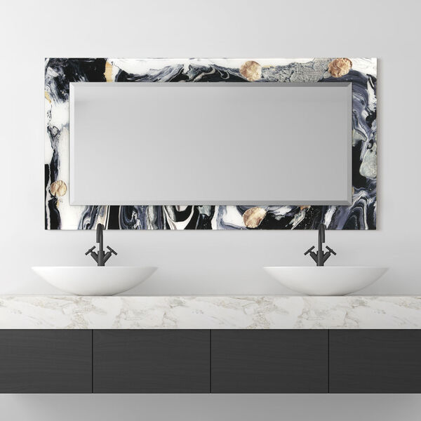 Ebony and Ivory Black 54 x 28-Inch Rectangular Beveled Wall Mirror, image 1