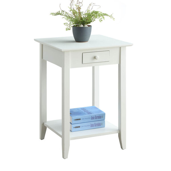 Grace White End Table with Drawer and Shelf, image 2
