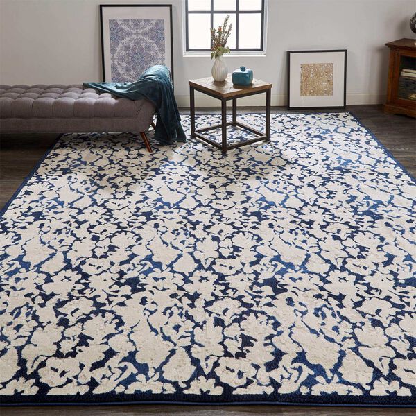 Remmy Abstract Ivory Blue Area Rug, image 2