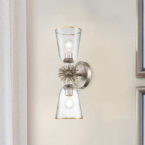 Staring Silver Leaf Two-Light Wall Sconce, image 2