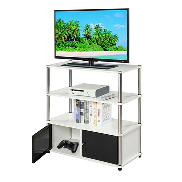 Designs2Go Highboy TV Stand with Storage Cabinets and Shelves for TVs up to 40 Inches in White, image 4