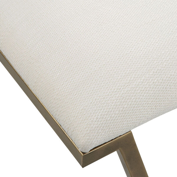 Farrah Antique Gold and White Geometric Bench, image 4