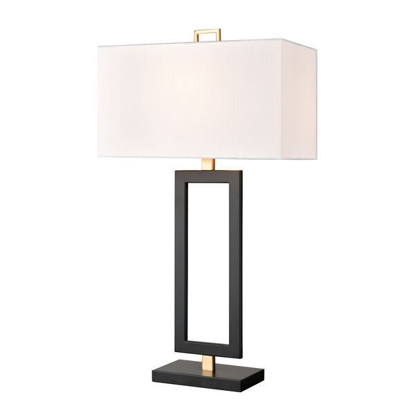 Composure Matte Black and Aged Brass One-Light Desk Lamp, image 1