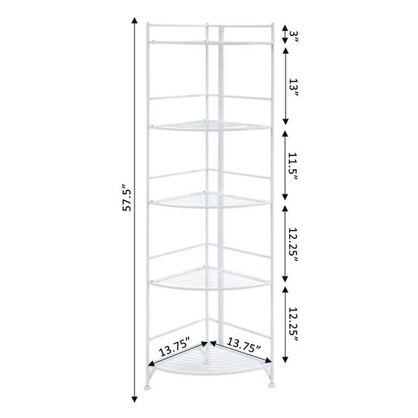 Xtra Storage White Five-Tier Folding Metal Corner Shelf, image 6