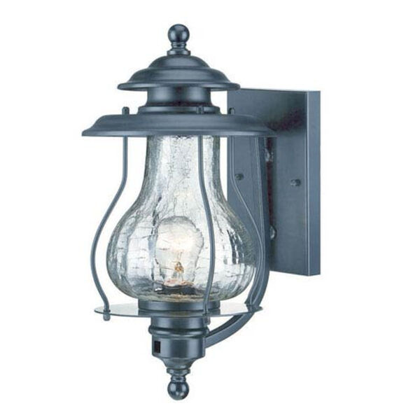 Blue Ridge Matte Black One-Light Outdoor Wall Mount with Clear Crackled Glass, image 1