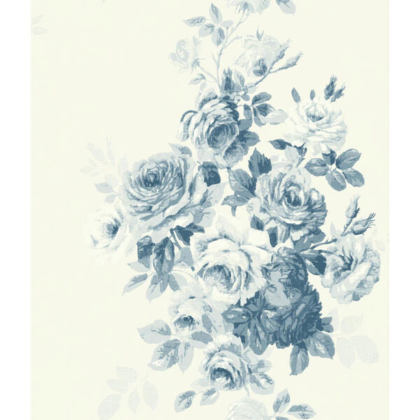 Tea Rose Blue Wallpaper - SAMPLE SWATCH ONLY, image 1