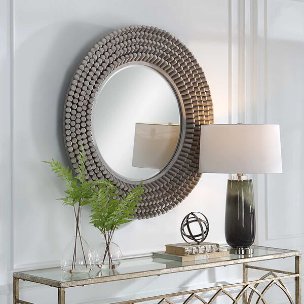 Portside Driftwood and Gray Round Wall Mirror, image 3