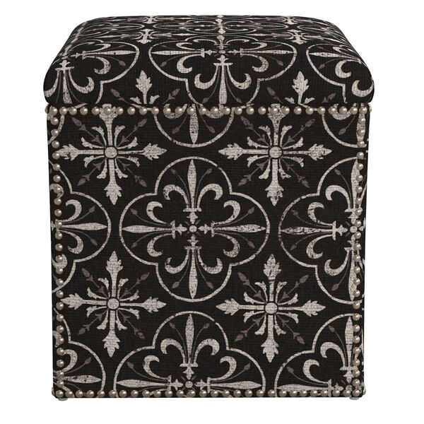 Paris Tile Black 19-Inch Button Storage Ottoman, image 3