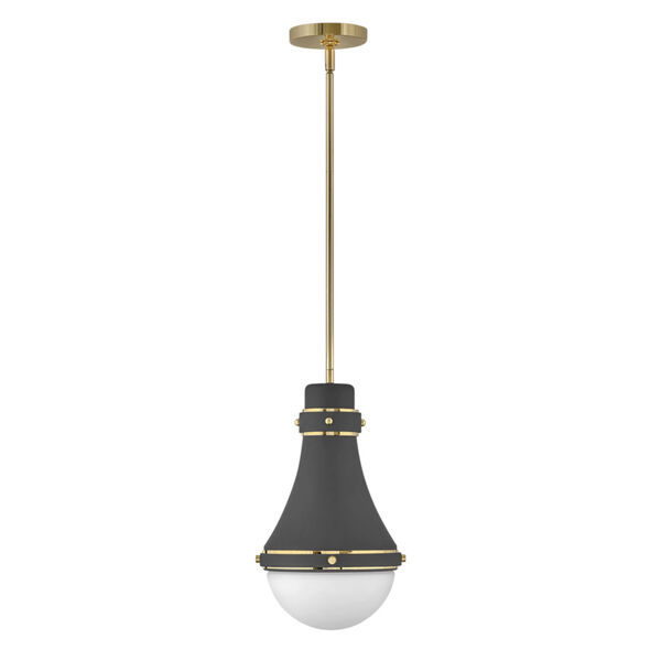 Oliver Dark Matte Grey One-Light Mini Pendant With Etched Opal Glass, image 1