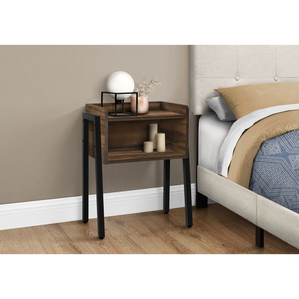Brown and Black End Table with Open Shelf, image 3