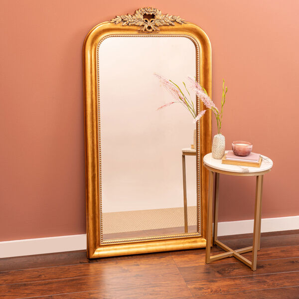 Camilla Antique Gold 58-Inch Arched Floor Mirror, image 1