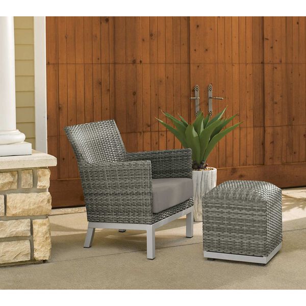 Argento Stone Outdoor Club Chair and Pouf, image 2