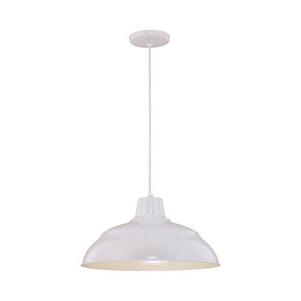 R Series White 17-Inch Warehouse Cord Hung Outdoor Pendant, image 1