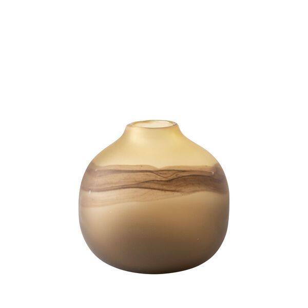 Pyla Yellow and Brown 8-Inch Glass Sand Vase, image 1