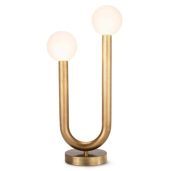 Happy Natural Brass Two-Light LED Table Lamp, image 1