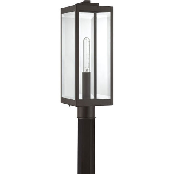 Pax Bronze One-Light Outdoor Post Lantern with Beveled Glass, image 1