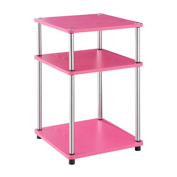 Designs 2 Go Pink Chrome No Tools Three-Tier End Table, image 1
