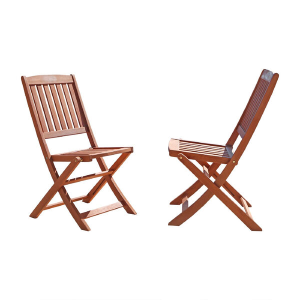 Malibu Outdoor 7-piece Wood Patio Dining Set with Curvy Leg Table and Folding Chairs, image 5