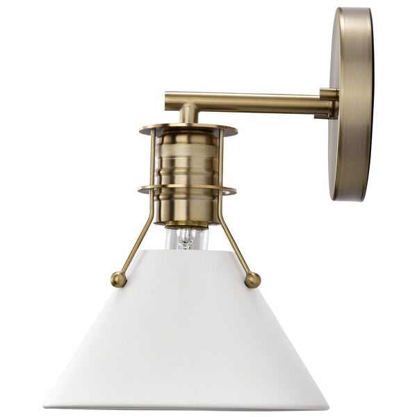 Outpost Matte White and Burnished Brass One-Light Wall Sconce, image 4