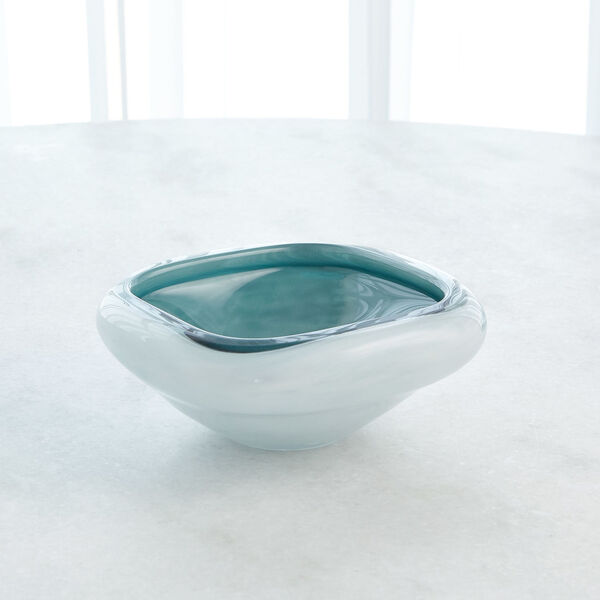 Azure and White Square Cased Small Glass Bowl, image 1