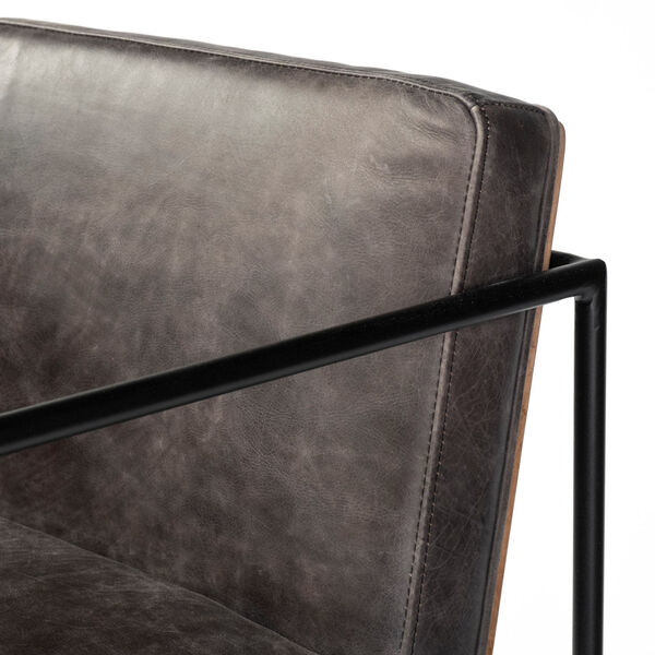 Stamford Ebony Black Leather Seat Bar Height Stool, image 6
