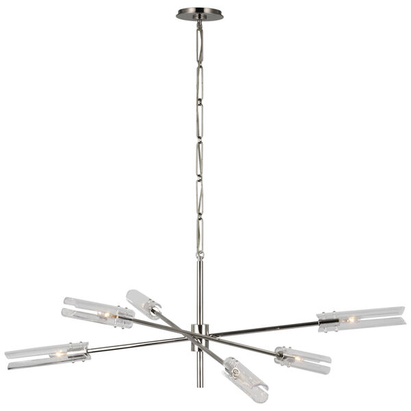 Casoria Xl Radial Chandelier in Polished Nickel with Clear Glass by AERIN, image 1