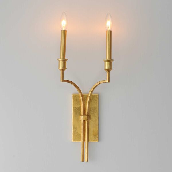 Normandy Gold Leaf Two-Light Wall Sconce, image 3
