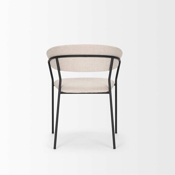 Carolyn Oatmeal Fabric and Matte Black Metal Dining Chair, image 4