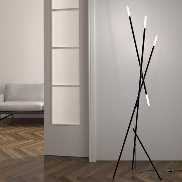 Qux Satin Black Four-Light LED Floor Lamps, image 2