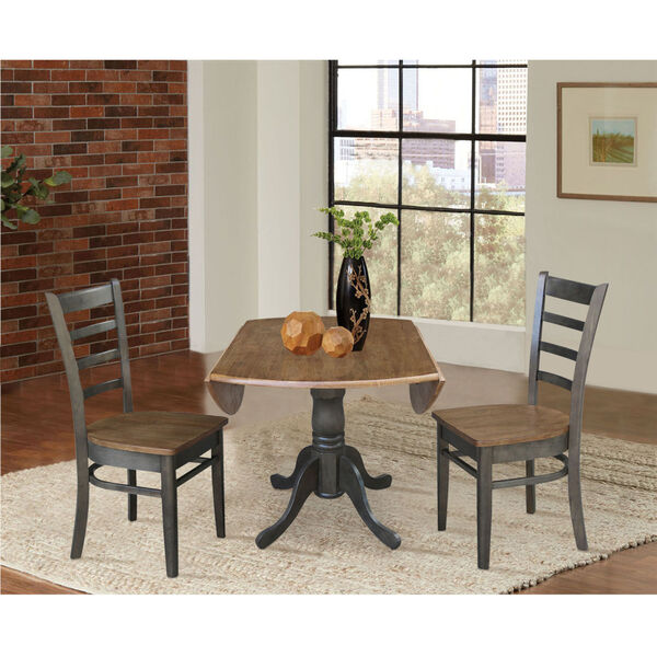 Emily Hickory and Washed Coal 42-Inch Dual Drop leaf Table with Side Chairs, Three-Piece, image 6