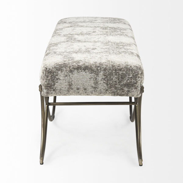 Ayla Light and Dark Gray and Antique Gold Bench, image 3