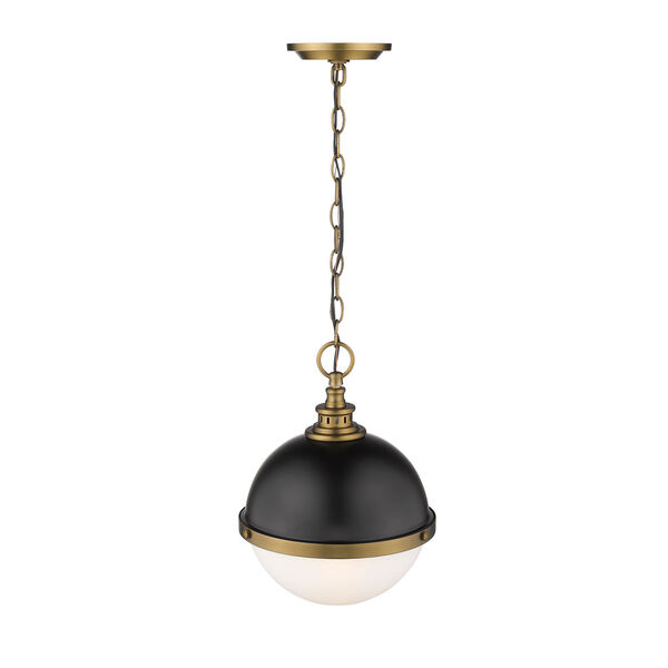 Peyton Matte Black and Factory Bronze Two-Light Pendant With Opal Etched Glass, image 3