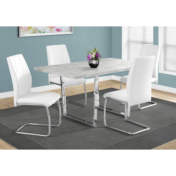Grey Cement Dining Table with Chrome Metal, image 1
