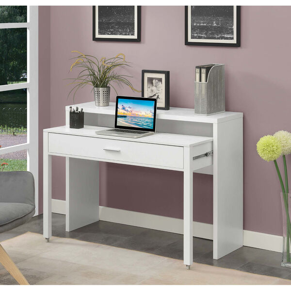 Newport JB White Sliding Desk with Drawer and Riser, image 2