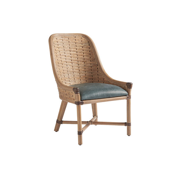 Los Altos Gold and Green Keeling Woven Side Chair, image 1