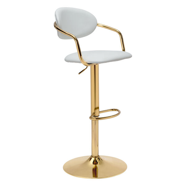 Gusto White and Gold Bar Stool, image 1