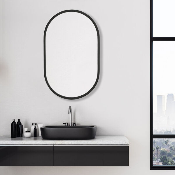 Linden Matte Black Stretched Oval Wall Mirror, image 1