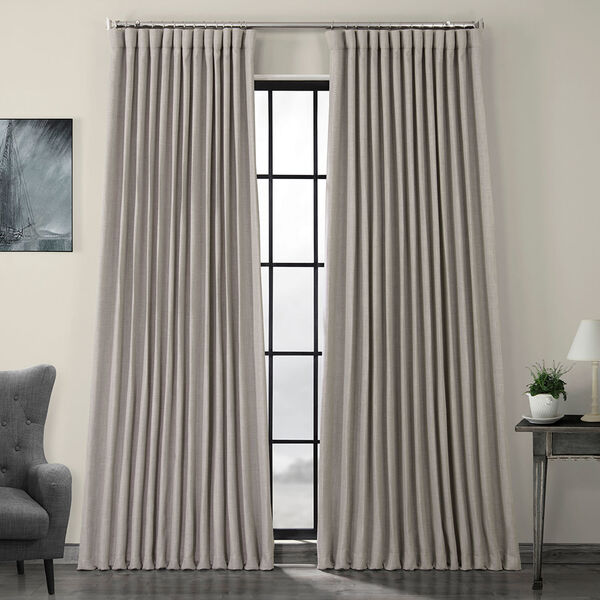 Beige Linen Extra Wide Blackout Curtain Single Panel, image 1