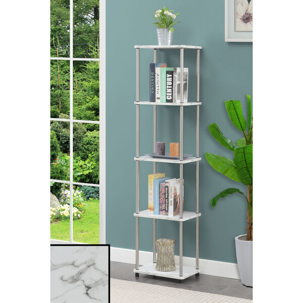 Design2Go Faux White Marble and Chrome Five-Tier Tower, image 2