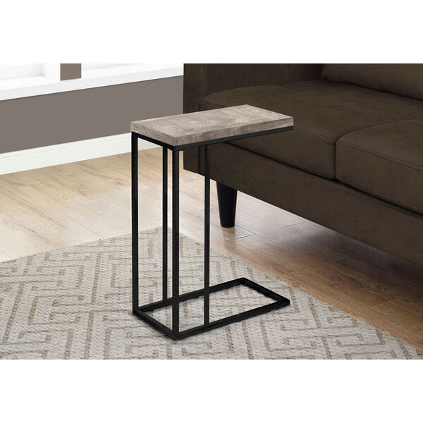 Taupe and Black 18-Inch Accent Table, image 2