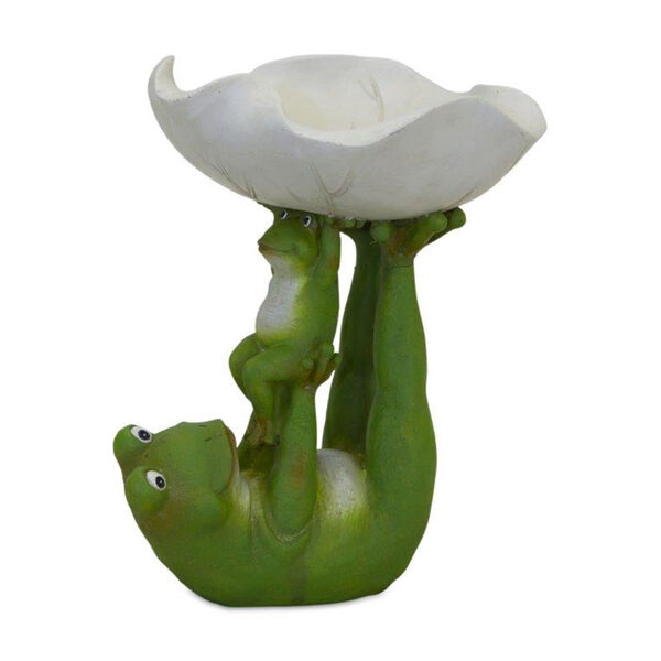 Green Resin Frogs with Leaf Bowl Decorative Object, image 1